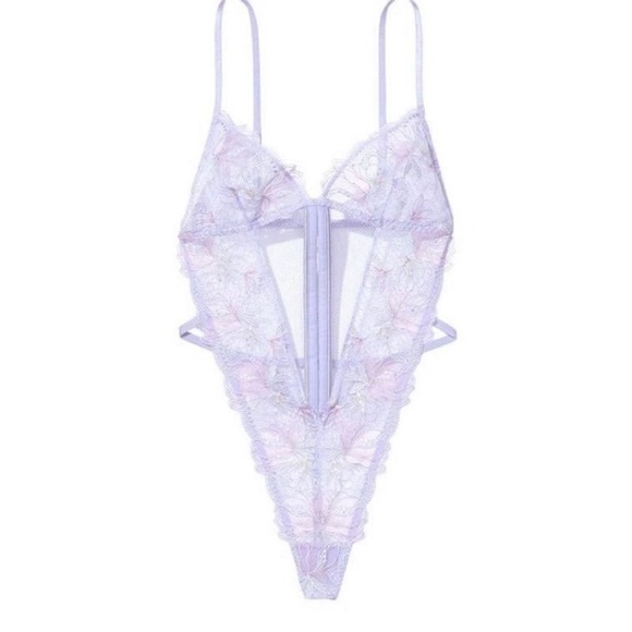 NEW Victoria’s Secret Lavender Floral Embroidered Unlined Lace Teddy M - NWT - Picture 3 of 14